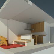 Studio 35m2 Amsterdam perspectief zit- eetkamer